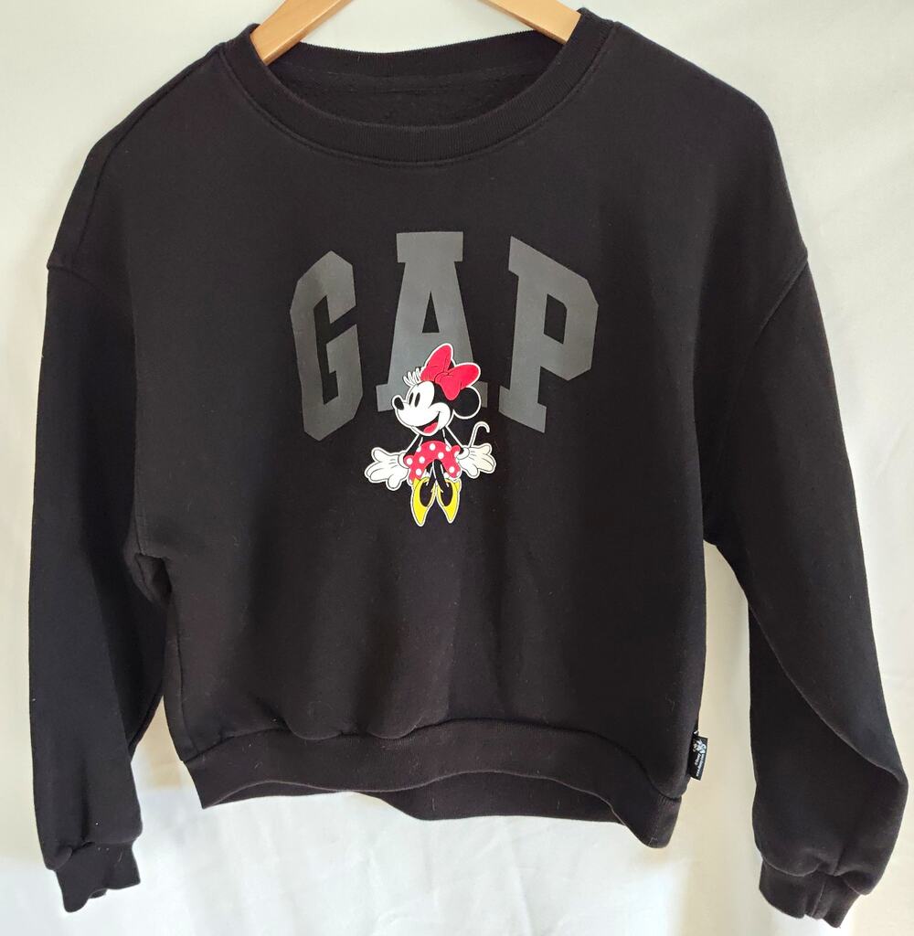 GAP x Disney Minnie Mouse Kids Black Fleece Crewneck Sweatshirt XXL 14-16